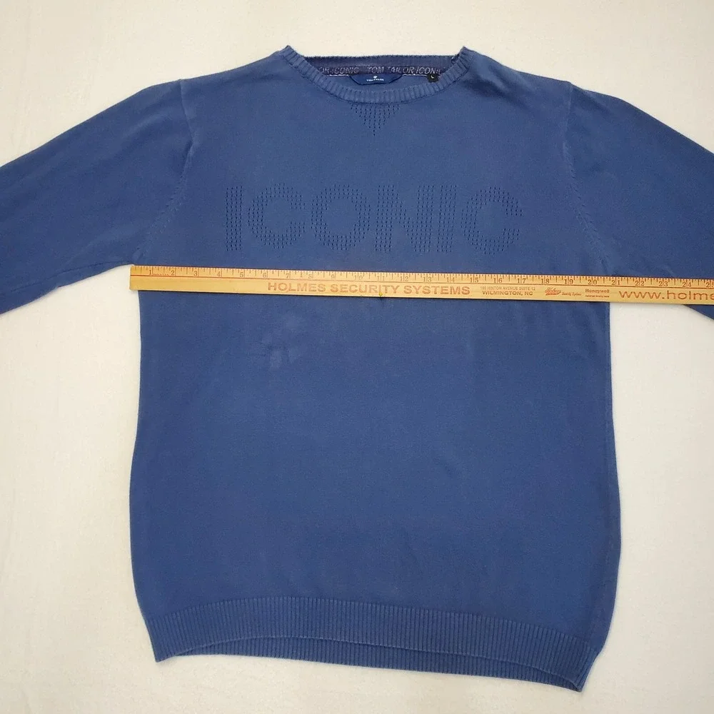 Tom Tailor Iconic Sweater 100% Cotton Mens Size Large Blue Perforate ICONIC LOGO